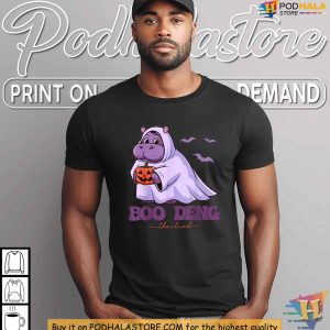 Moo Deng Halloween Shirt Cute Thai Hippo as Ghost in Fun Halloween Apparel 4