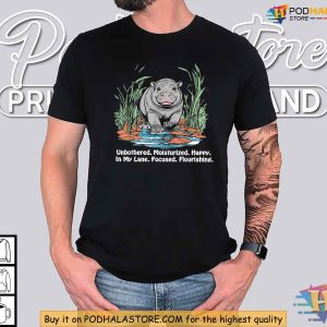 Moo Deng Meme Shirt Baby Hippo Unbothered and Happy Cute Viral Tee 3