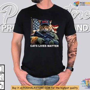 Patriotic Cats Lives Matter Shirt, MAGA Cat Tee for Political Humor Fans