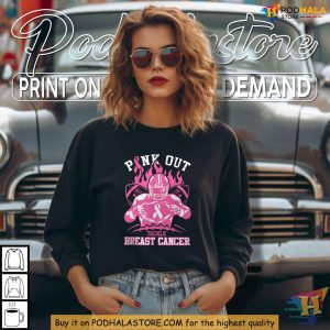Pink Out Breast Cancer Awareness Shirt Tackle Cancer Football Ribbon Tee 2