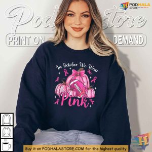 Pink Pumpkin Breast Cancer Awareness Shirt Show Support in October 2