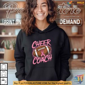 Pink Ribbon Football Shirt Breast Cancer Awareness for Cheer Coaches 2