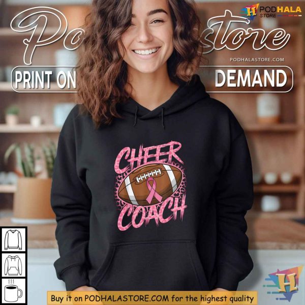 Pink Ribbon Football Shirt, Breast Cancer Awareness for Cheer Coaches