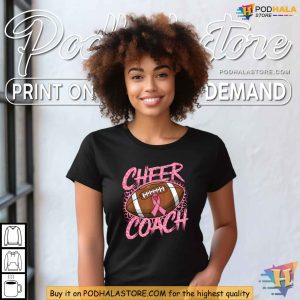 Pink Ribbon Football Shirt Breast Cancer Awareness for Cheer Coaches 3
