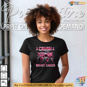 Pink Ribbon Monster Truck Breast Cancer Awareness Shirt for Kids Support Tee 2