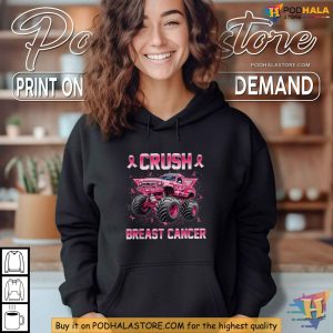 Pink Ribbon Monster Truck Breast Cancer Awareness Shirt for Kids Support Tee 3