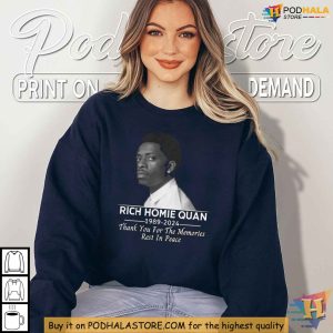 Rich Homie Quan Tribute Shirt Memorial T Shirt for Fans 1989 2024 Commemoration 4