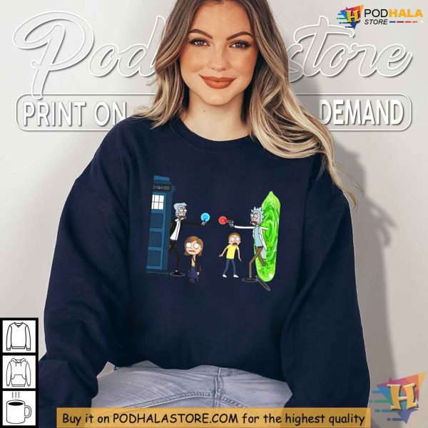 Rick and Morty Doctor Who Crossover Shirt, Funny Sci-Fi Mashup Graphic Tee
