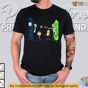 Rick and Morty Doctor Who Crossover Shirt Funny Sci Fi Mashup Graphic Tee 3