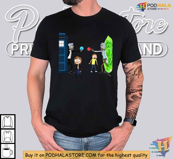 Rick and Morty Doctor Who Crossover Shirt, Funny Sci-Fi Mashup Graphic Tee
