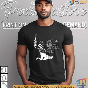 ShooterMcFapn Ass Spread Shirt, Funny Skeleton Guns and Buns Graphic Tee