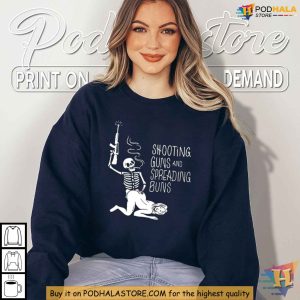 ShooterMcFapn Ass Spread Shirt Funny Skeleton Guns and Buns Graphic Tee 4
