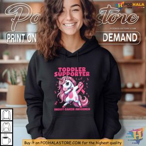 Toddler Support Unicorn Breast Cancer Awareness Shirt Pink Ribbon Apparel 1