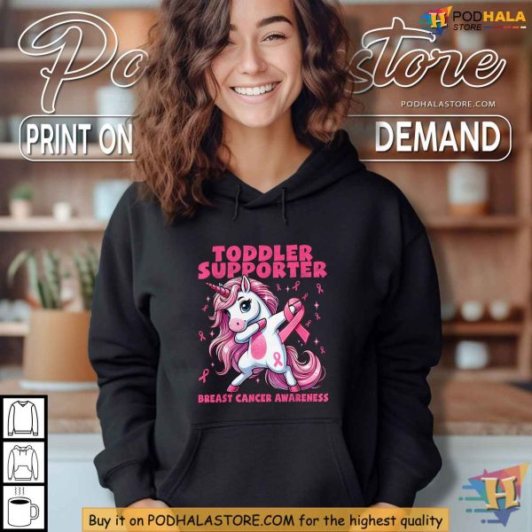 Toddler Support Unicorn Breast Cancer Awareness Shirt, Pink Ribbon Apparel