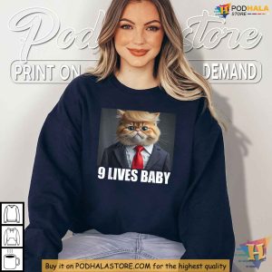 Trump Cat 9 Lives Baby Shirt Satirical Humor Tee Funny Trump Meme Apparel 3