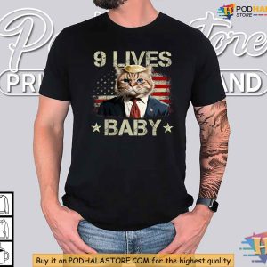 Trump Meme Cat Shirt, 9 Lives Baby Political Parody T-shirt for Humor Fans
