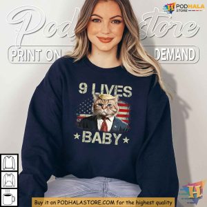 Trump Meme Cat Shirt 9 Lives Baby Political Parody T shirt for Humor Fans 3