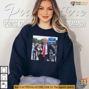 Trump Running with Dog Shirt Political Satire T Shirt Funny Trump Apparel 2