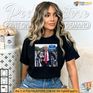Trump Running with Dog Shirt Political Satire T Shirt Funny Trump Apparel 3