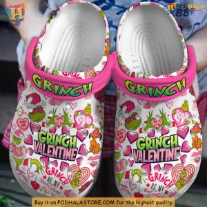 Valentine's Day Special Grinch Crocs, Cute Grinch Love Edition Footwear