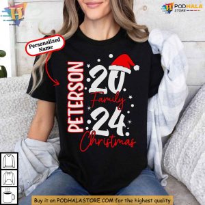 2024 Personalized Christmas Family Shirt, Custom Name Matching Party T-Shirt