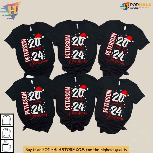 2024 Personalized Christmas Family Shirt, Custom Name Matching Party T-Shirt