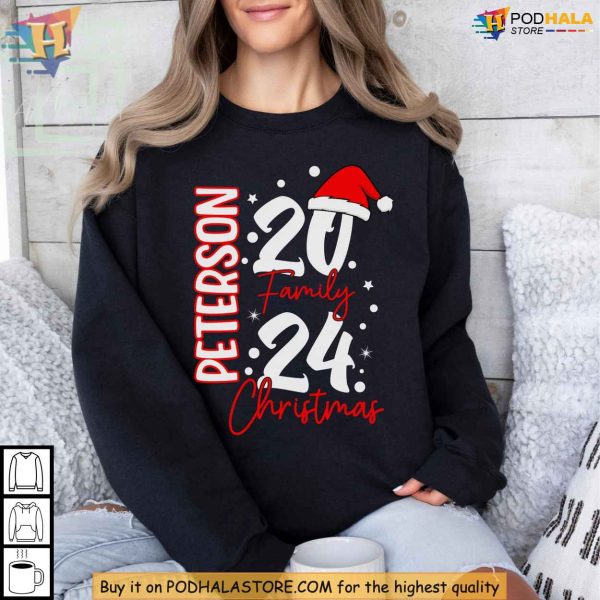 2024 Personalized Christmas Family Shirt, Custom Name Matching Party T-Shirt