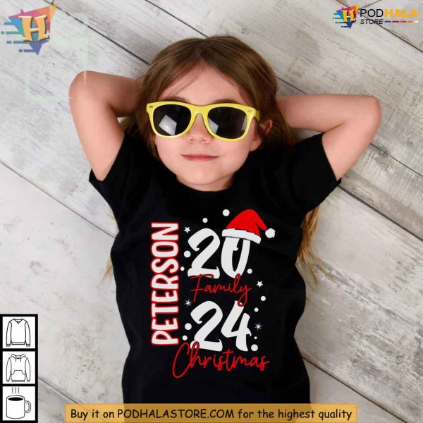 2024 Personalized Christmas Family Shirt, Custom Name Matching Party T-Shirt