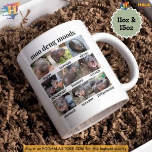 Adorable Moo Deng Mug, Baby Hippo Mood Collection for Meme and Hippo Fans