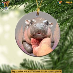 Adorable Moo Deng Ornament for Hippo Lovers, Baby Pygmy Hippo Christmas Gift