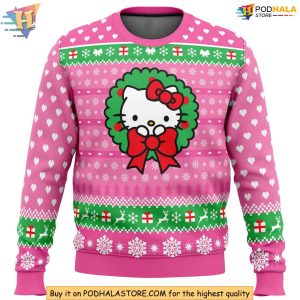 Adorable Pink Hello Kitty Christmas Sweater, Festive Holiday Design for Fans