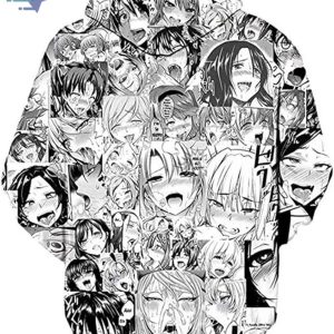 Ahegao Hoodie 3D Anime Expression Collage Funny Manga Streetwear Fashion 2