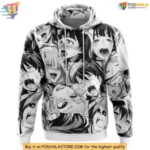 Ahegao Hoodie, Bold Manga Expression 3D Hoodie for Anime Fans, Trendy Style