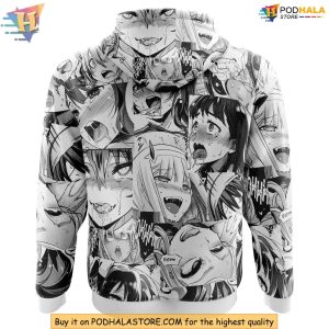 Ahegao Hoodie Bold Manga Expression 3D Hoodie for Anime Fans Trendy Style 2