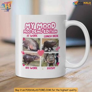 Baby Hippo Moo Deng Mug, Fun Mood Mug for Work and Play, Hippo Lovers Gift Collection