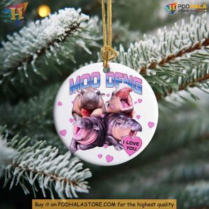 Baby Hippo Moo Deng Ornament Pygmy Hippo Lover Gift Cute Christmas Decoration 2