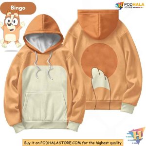 Bingo Blue Heeler 3D Hoodie, Fun Costume Sweatshirt, Bluey Fans Apparel