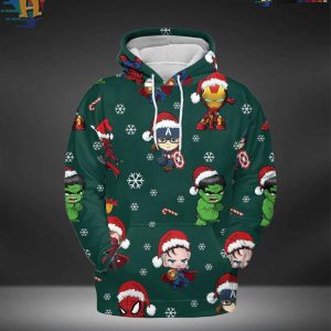 Christmas Marvel Characters 3D Hoodie Festive Superhero Gift for Holidays 2