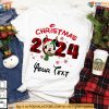 Custom Christmas 2024 Disney Shirt, Family Personalized Minnie Mickey Holiday Tee