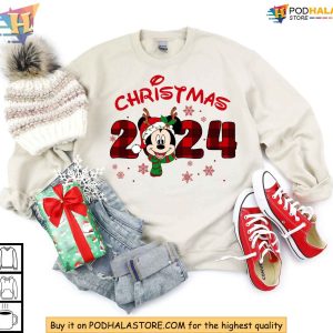 Custom Christmas 2024 Disney Shirt Family Personalized Minnie Mickey Holiday Tee 2