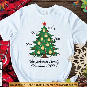 Custom Family Christmas Shirt, Family Name Christmas 2024 Tree T-Shirt