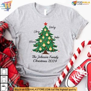 Custom Family Christmas Shirt Family Name Christmas 2024 Tree T Shirt 4