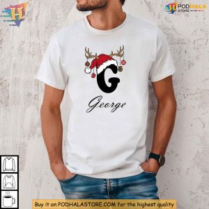 Custom Family Christmas Shirt Personalized Holiday Monogram Tees With Name and Initial 2