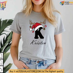Custom Family Christmas Shirt Personalized Holiday Monogram Tees With Name and Initial 4