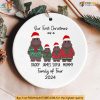 Custom Moo Deng Ornament, Family of Four Hippo Christmas Decoration Gift