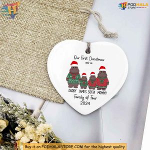 Custom Moo Deng Ornament Family of Four Hippo Christmas Decoration Gift 3