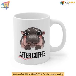 Cute Moo Deng Coffee Mug Baby Hippo Before Coffee After Coffee Meme Cup 3
