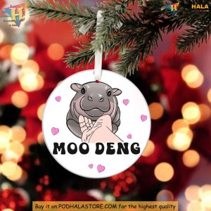 Cute Moo Deng Hippo Christmas Ornament, Festive Animal Tree Decoration Ornament