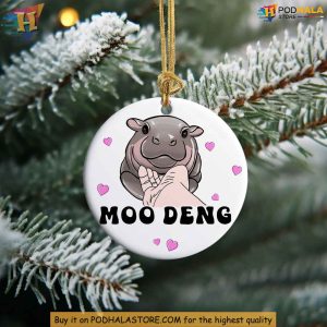 Cute Moo Deng Hippo Christmas Ornament Festive Animal Tree Decoration Ornament 2