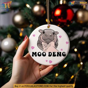 Cute Moo Deng Hippo Christmas Ornament Festive Animal Tree Decoration Ornament 3